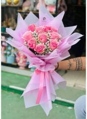 10 Lü ithal pembe gül
